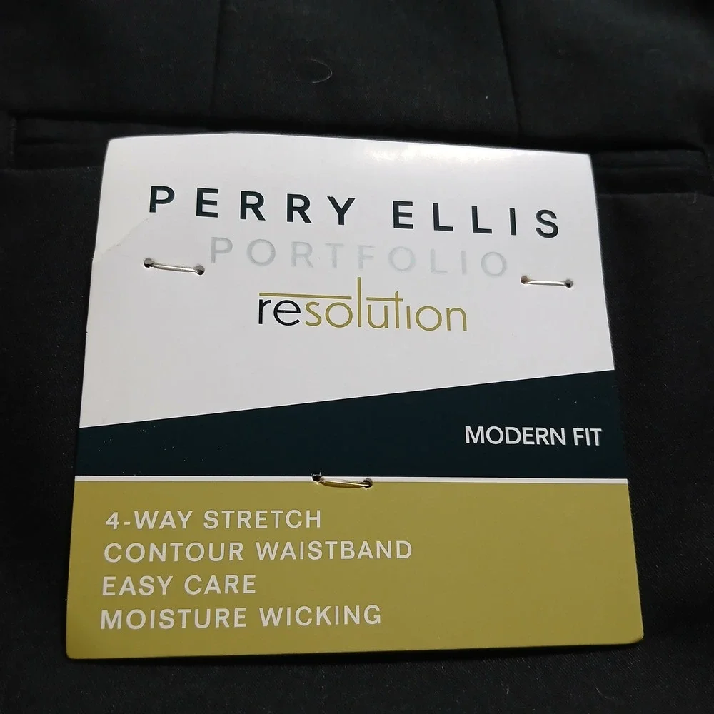 Perry Ellis Portfolio ResolutionModern Fit Black DressPantsMens36x29 4WayStretch